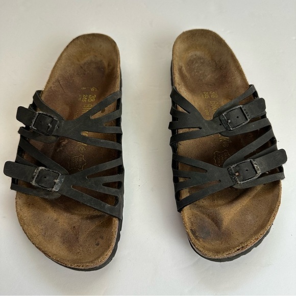 Birkenstock Granada Sandals Women's Size 7 Shoes Black Leather Open Toe Buckle - Picture 6 of 9